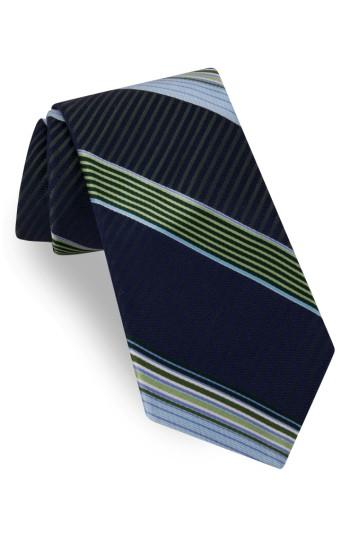 Men's Ted Baker London Aventura Stripe Silk Tie, Size - Green