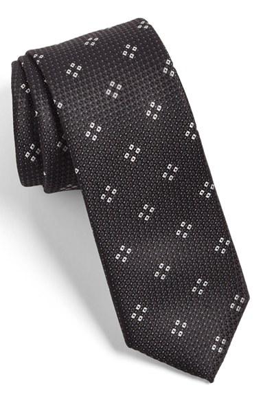 Men's Calibrate Woven Silk Tie, Size - Black