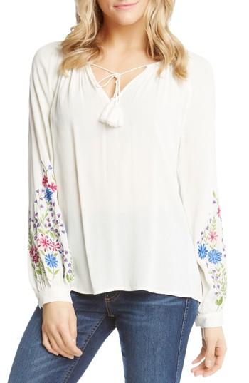 Women's Karen Kane Embroidered Peasant Blouse - Ivory
