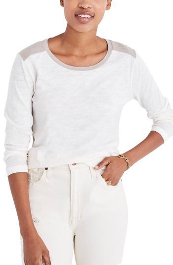 Women's Madewell Whisper Cotton Colorblock Tee - Beige