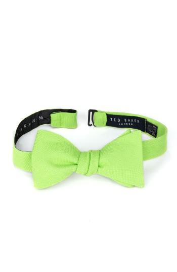 Men's Ted Baker London Solid Cotton Bow Tie, Size - Green
