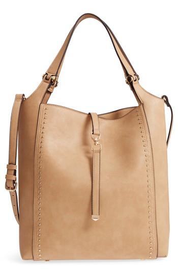 Sole Society Large Studded Faux Leather Tote - Brown