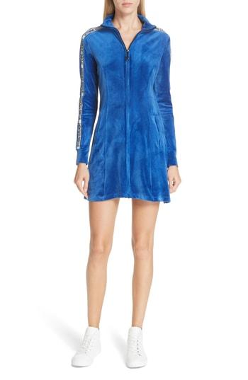 Women's Opening Ceremony Logo Trim Velour Dress - Blue
