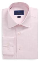 Men's David Donahue Trim Fit Check Dress Shirt 36/37 - Pink
