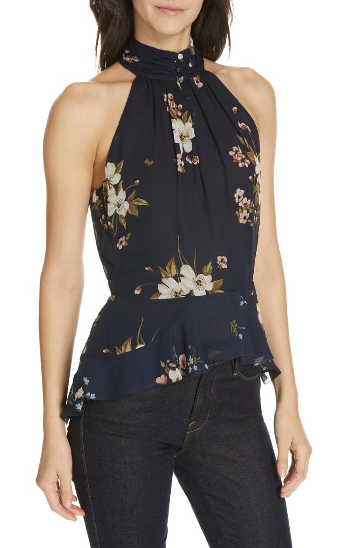 Women's Joie Abbigayl Floral Silk Blouse - Blue
