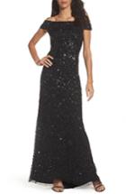 Women's Adrianna Papell Sequin Mesh Gown - Black