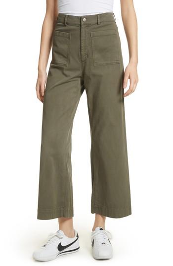 Women's A.l.c. Finley Wide Leg Crop Pants - Green