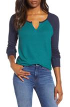 Women's Caslon Cozy Split Neck Top - Blue/green