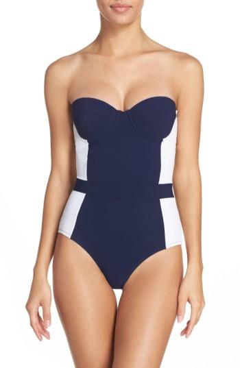 Women's Tory Burch 'lipsi' Underwire One-piece Swimsuit - Blue