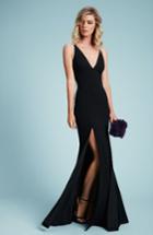 Women's Dress The Population Iris Slit Crepe Gown - Black