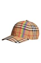 Women's Burberry Rainbow Stripe Vintage Check Baseball Cap - Brown