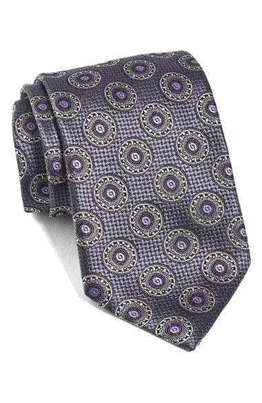 Men's Ermenegildo Zegna Medallion Silk Tie, Size - Grey