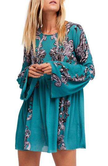 Women's Free People Bell Sleeve Swing Dress - Blue/green