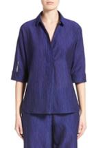 Women's Armani Collezioni Crinkle Cotton & Silk Blend Tunic - Purple