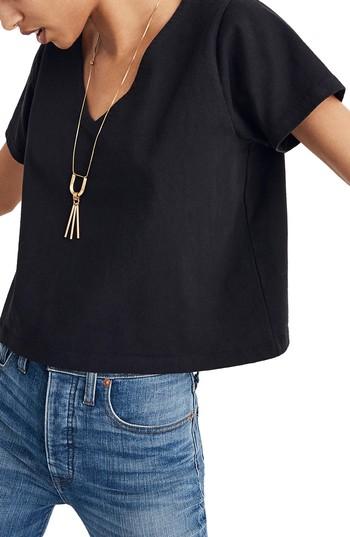 Women's Madewell Setlist Boxy V-neck Tee, Size - Black
