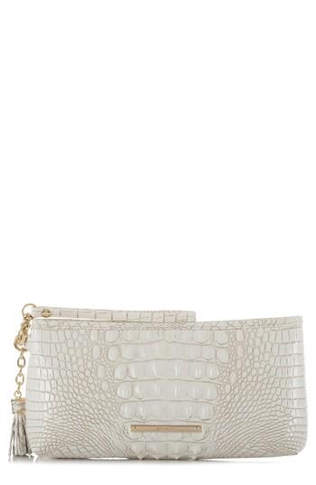 Women's Brahmin Kayla Embossed Leather Clutch - White