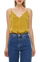 Women's Topshop Satin Scallop Cami Us (fits Like 0) - Yellow