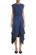 Women's Proenza Schouler Print Silk Georgette Midi Dress - Blue