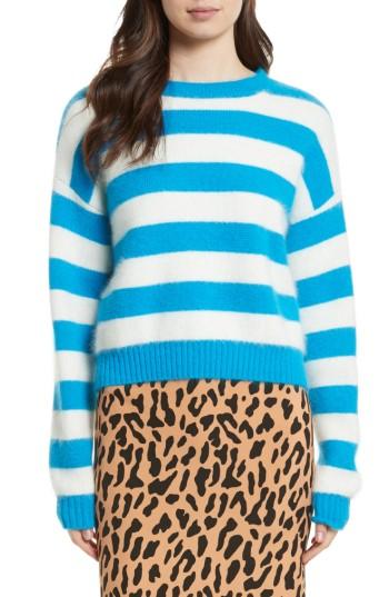 Women's Diane Von Furstenberg Stripe Baseball Sweater, Size - Blue