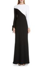 Women's Carolina Herrera Bicolor Tie Cuff Bias Cut Gown - Black