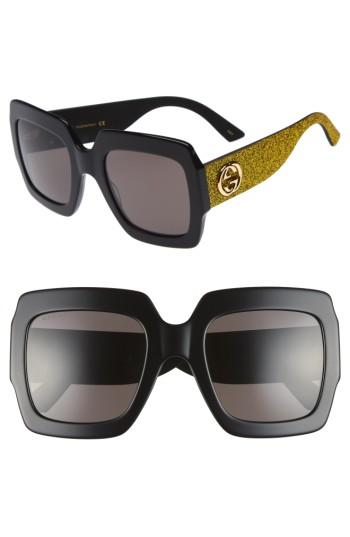 Women's Gucci 54mm Square Sunglasses - Black