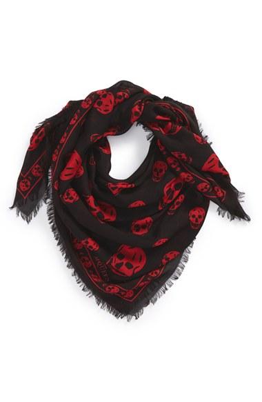 Men's Alexander Mcqueen Skull Print Modal & Silk Scarf, Size - Black