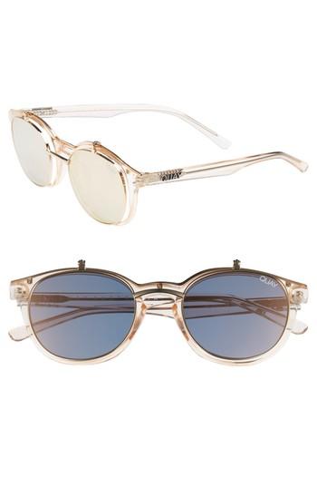 Women's Quay Australia Penny Royal 55mm Flip-up Round Sunglasses - Champagne/ Gold