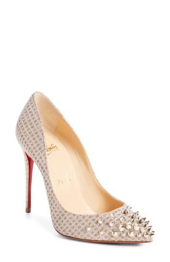 Women's Christian Louboutin Spikyshell Pump .5us / 35.5eu - Beige