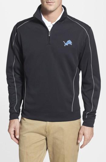 Men's Cutter & Buck Detroit Lions - Edge Drytec Moisture Wicking Half Zip Pullover