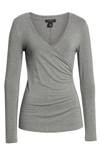 Women's Halogen Surplice Knit Top - Grey
