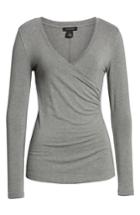 Women's Halogen Surplice Knit Top - Grey