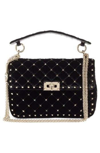 Valentino Garavani Rockstud Spike Velvet Shoulder Bag -