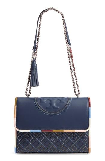 Tory Burch Fleming Piped Leather Convertible Shoulder Bag - White