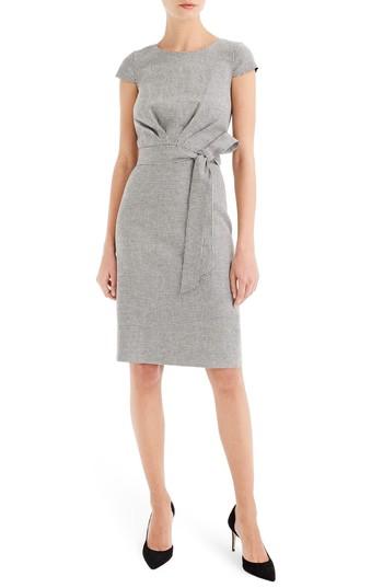 Women's J.crew Tie Front Micro Houndstooth Dress - Black