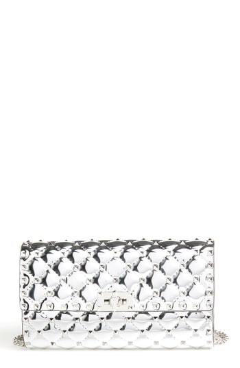 Valentino Garavani Specchio Rockstud Spike Quilted Leather Clutch - Metallic
