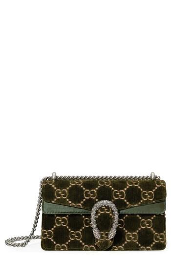 Gucci Small Dionysus Gg Velvet Shoulder Bag - Green