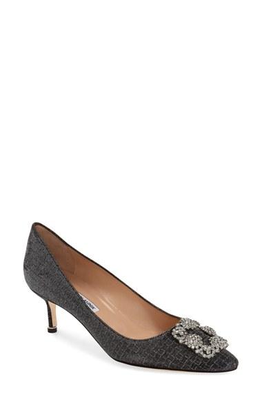 Women's Manolo Blahnik 'hangisi' Crystal Embellished Pump Us / 38eu - Black