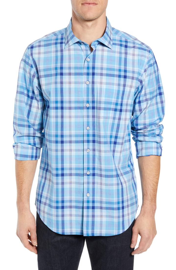 Men's Rodd & Gunn Mackays Crossing Plaid Sport Shirt - Blue