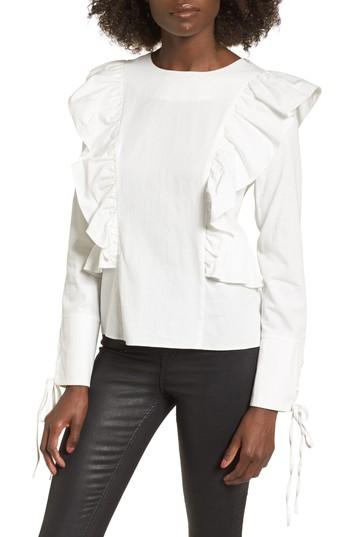 Women's J.o.a. Ruffle Front Top - White
