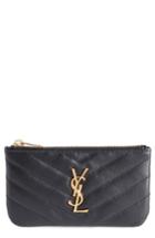 Women's Saint Laurent Monogram Leather Key Pouch - Black