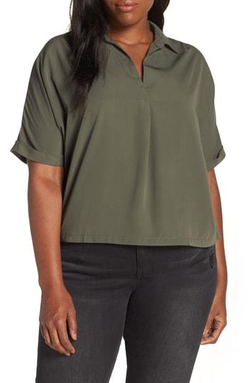 Women's All In Favor Short Sleeve Crop Blouse, Size - Green