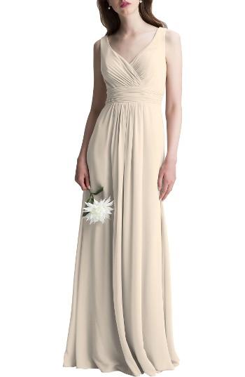 Women's #levkoff V-neck Chiffon A-line Gown