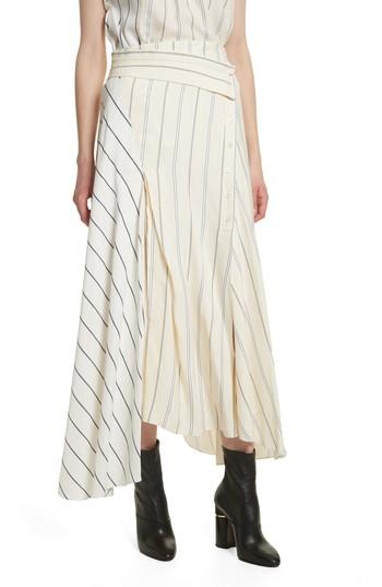 Women's 3.1 Phillip Lim Mixed Stripe Asymmetrical Skirt - Ivory