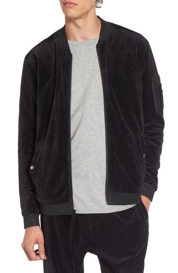 Men's The Rail Velour Bomber Jacket, Size - Black