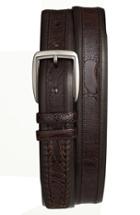 Men's Mezlan Calfskin & Genuine Ostrich Leather Belt - Brown