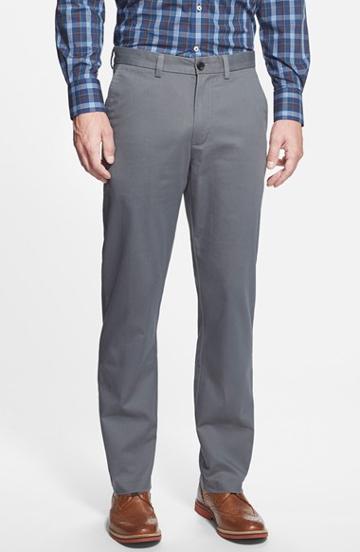 Men's Nordstrom Men's Shop Wrinkle Free Straight Leg Chinos X 32 - Grey