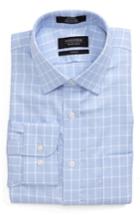 Men's Nordstrom Men's Shop Trim Fit No-iron Check Dress Shirt .5 32/33 - Blue