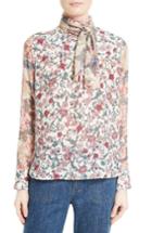 Women's See By Chloe Floral Tie Neck Blouse Us / 34 It - Pink