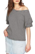 Women's 1.state Ruffle Off The Shoulder Tee, Size - Black