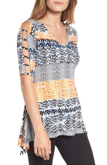 Women's Chaus Patchwork Cutout Sleeve Tunic Top - White